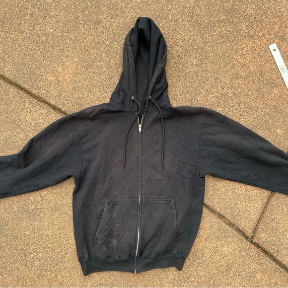 Skull Hoodie Y2K VTG L Measurement Black Pullover - Picture 2 of 4